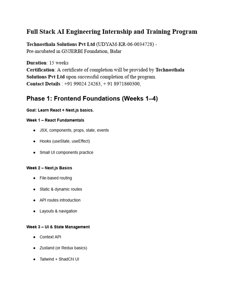 Full Stack AI Engineering Internship | PDF | Information Science ...