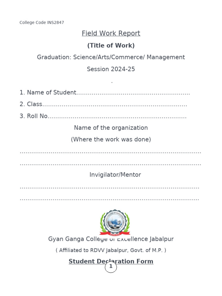 Field Work Report for College Graduation | PDF | Behavior Modification