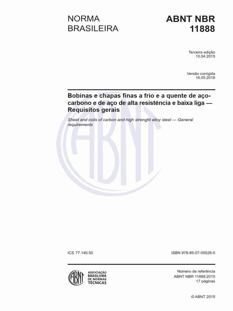 Abnt NBR 11888-2015 | PDF | Aço | Materiais de construção