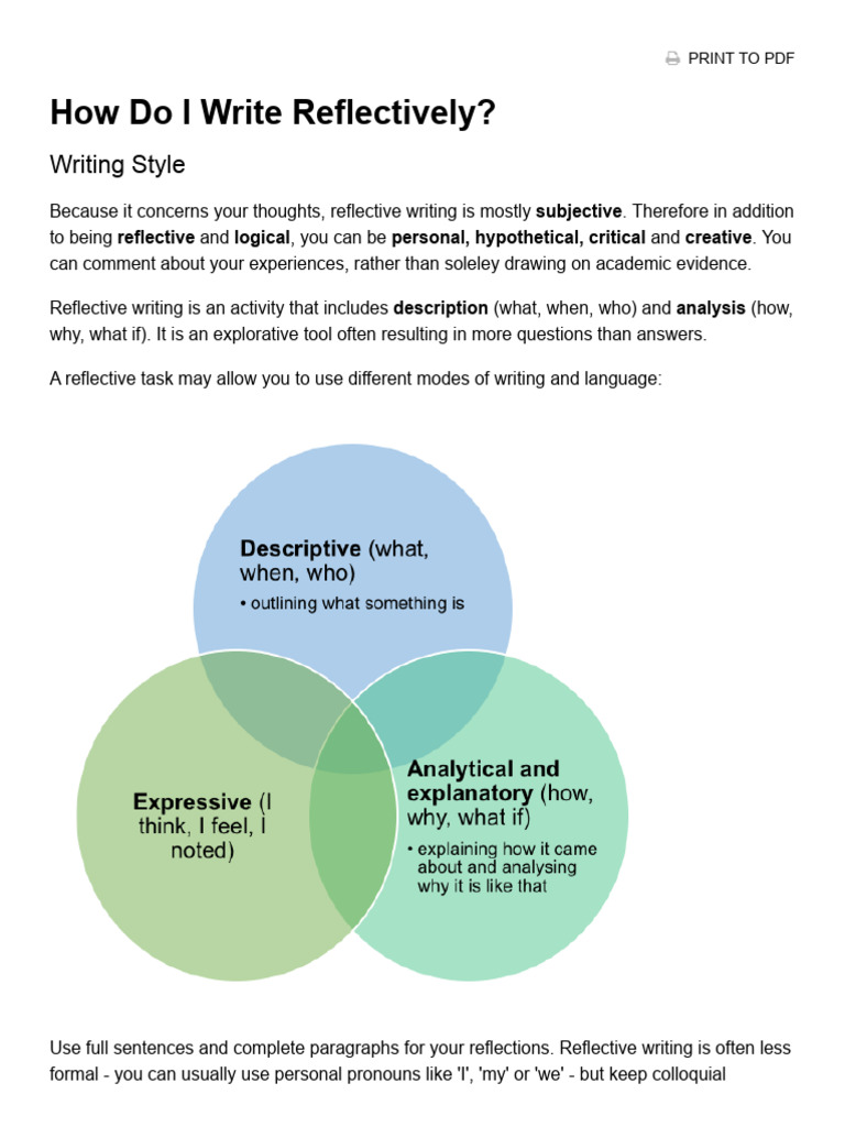 How to Write Reflectively | PDF | Cognition | Psychology