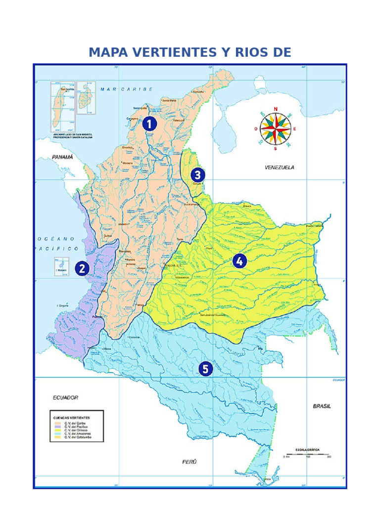 Mapa Vertientes y Rios de Colombia | PDF