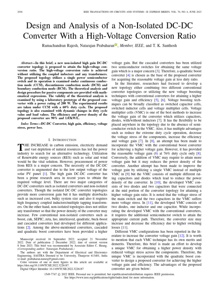 High-Gain Non-Isolated DC-DC Converter | PDF | Electrical Engineering ...