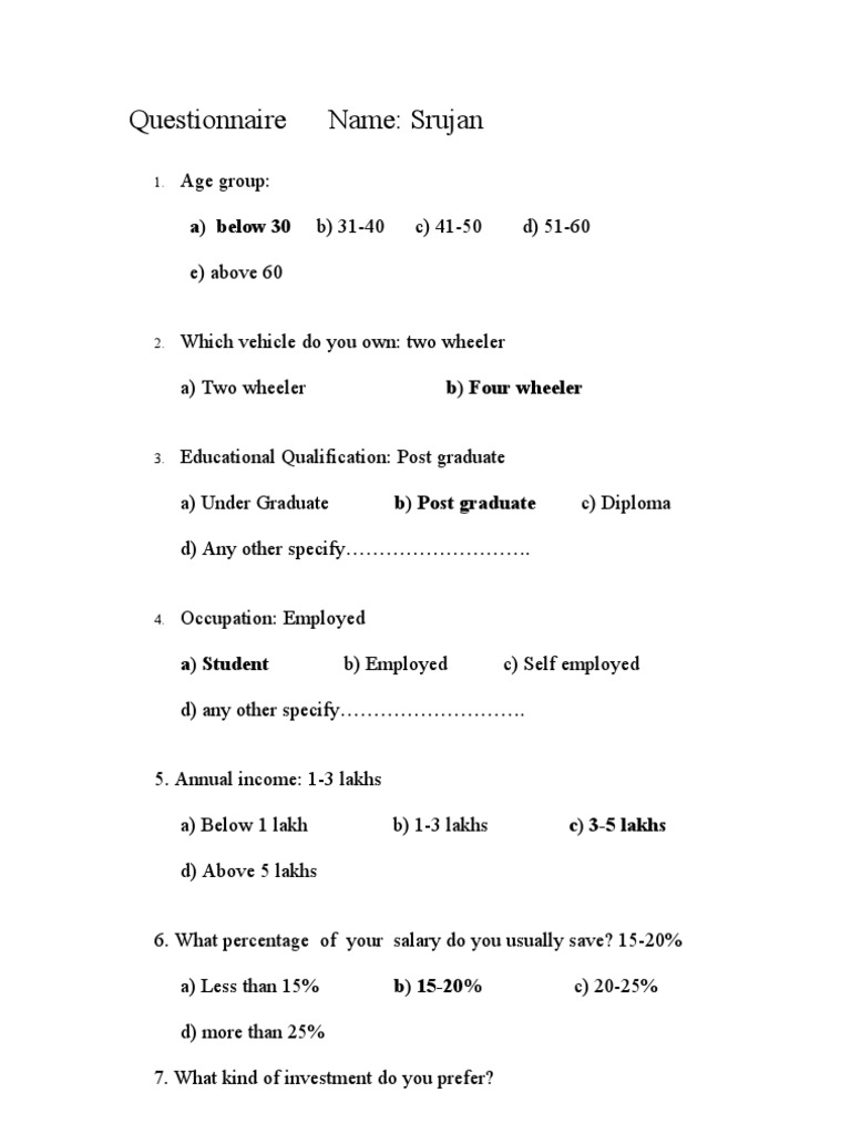 Life Insurance Investment Questionnaire | PDF | Investing | Insurance