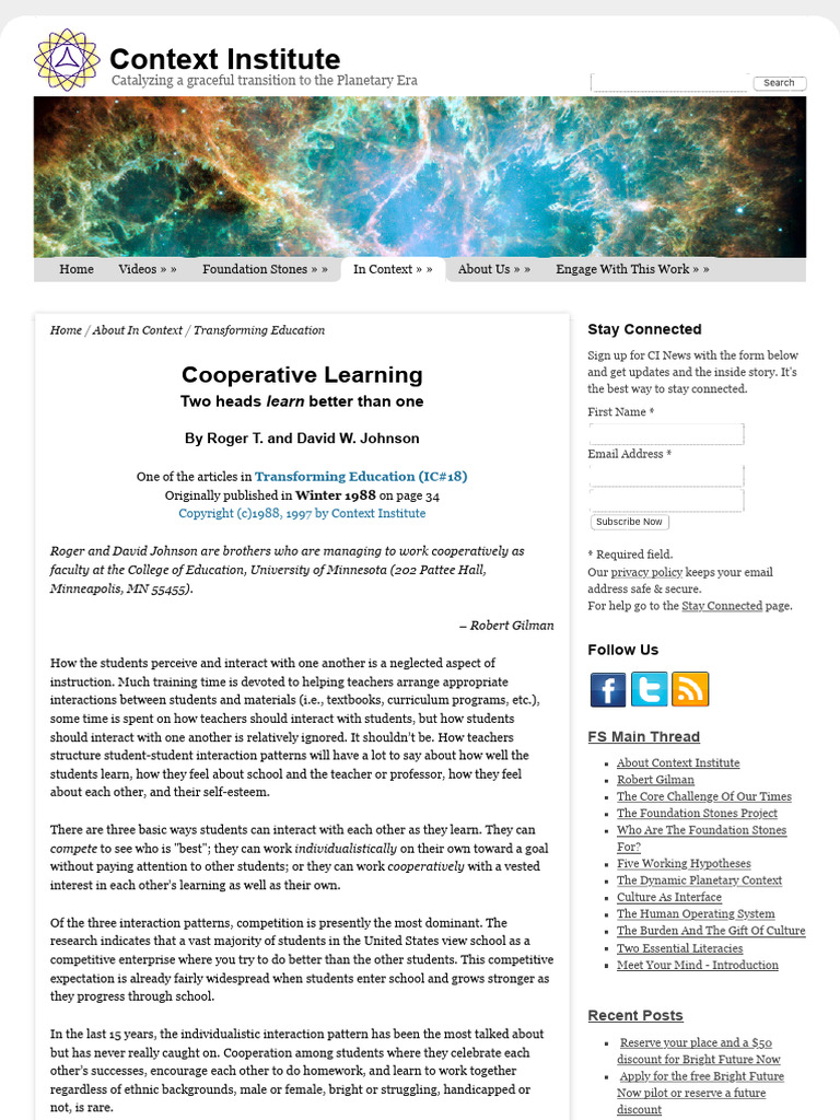 Cooperative Learning in Education | PDF | Teachers | Behavioural Sciences