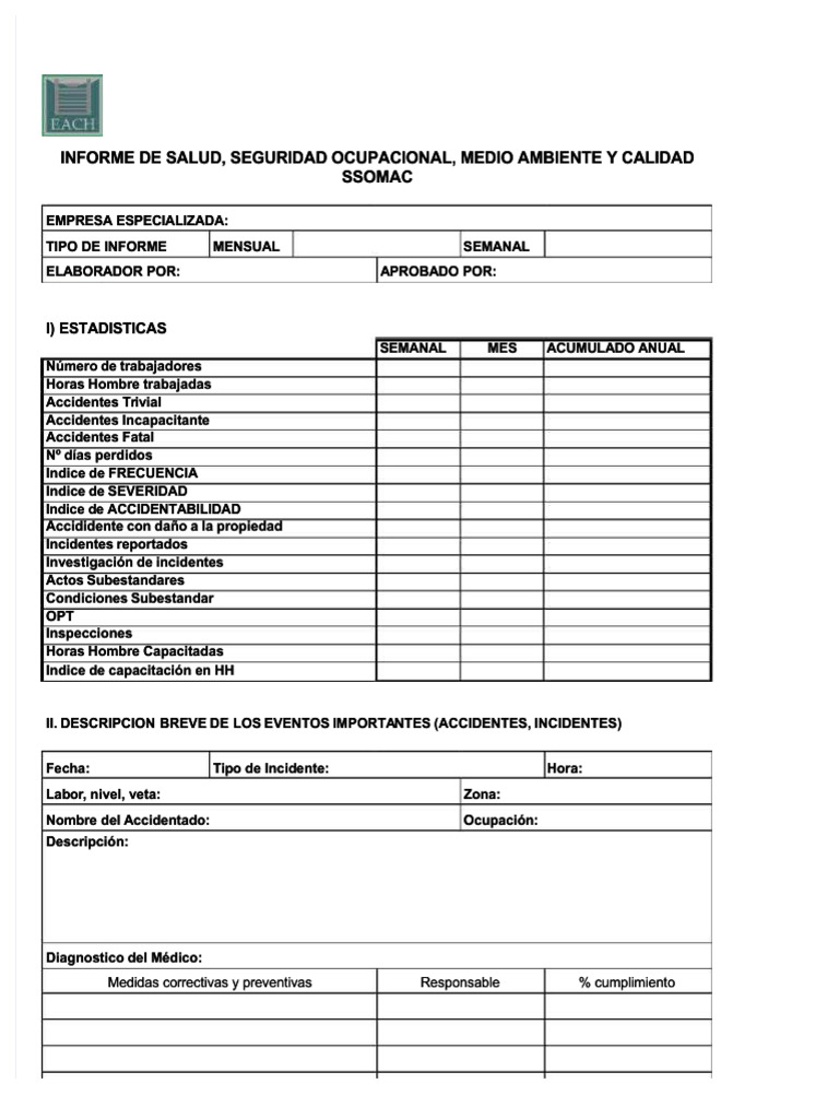 Informe Semanal de Seguridad Laboral | PDF