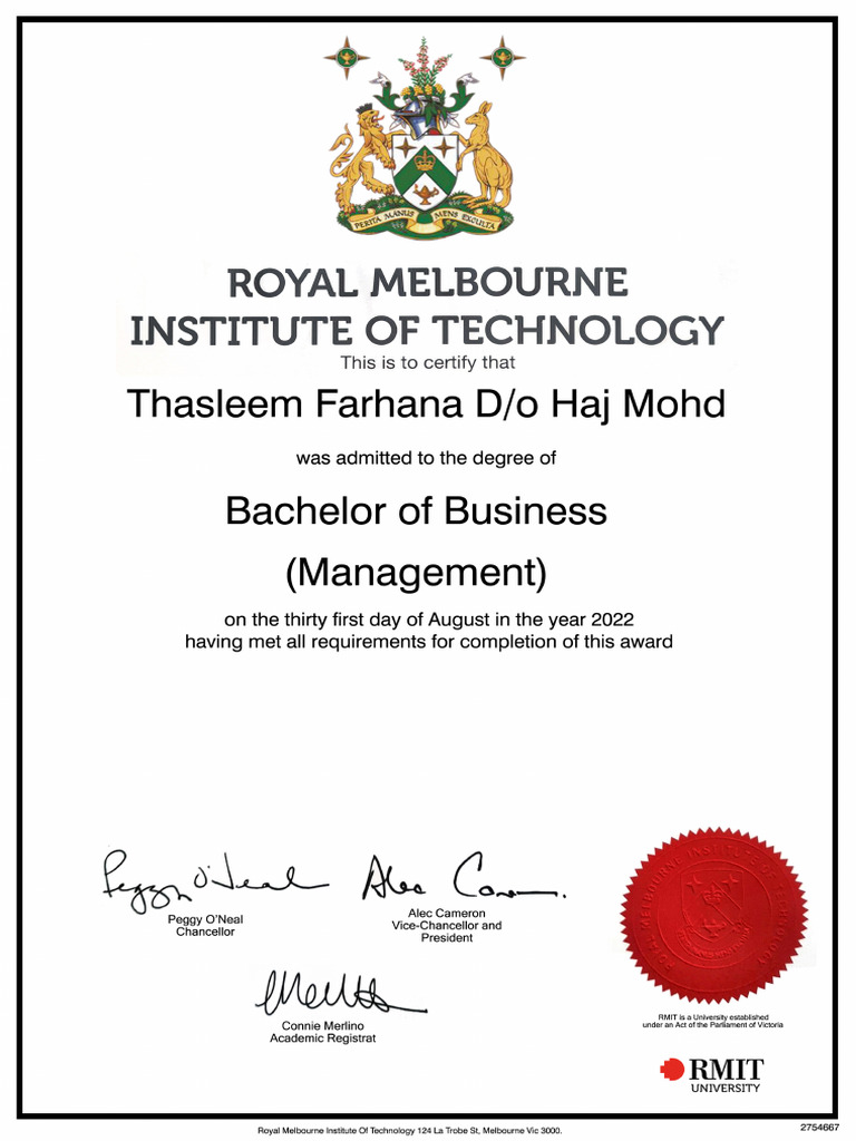 A3 Rmit Certificate | PDF