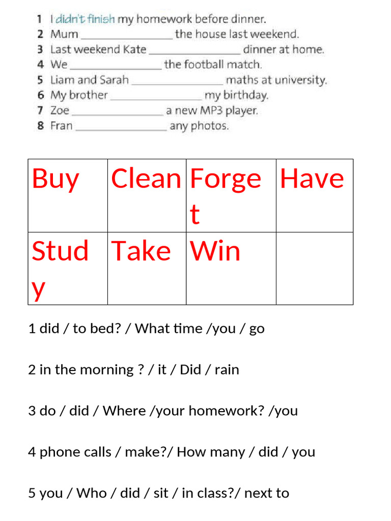 English Homework Questions Guide | PDF