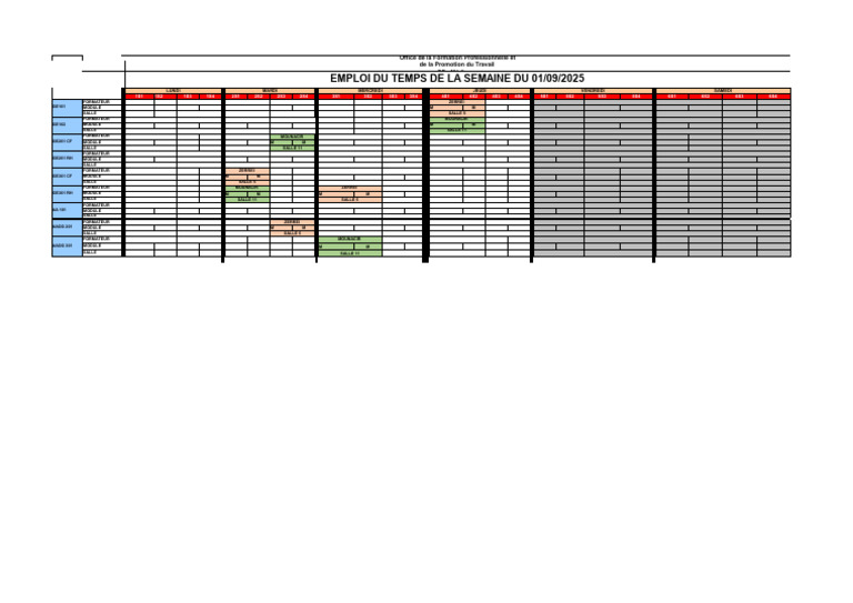 Emploi du temps semaine 01/09/2025 | PDF