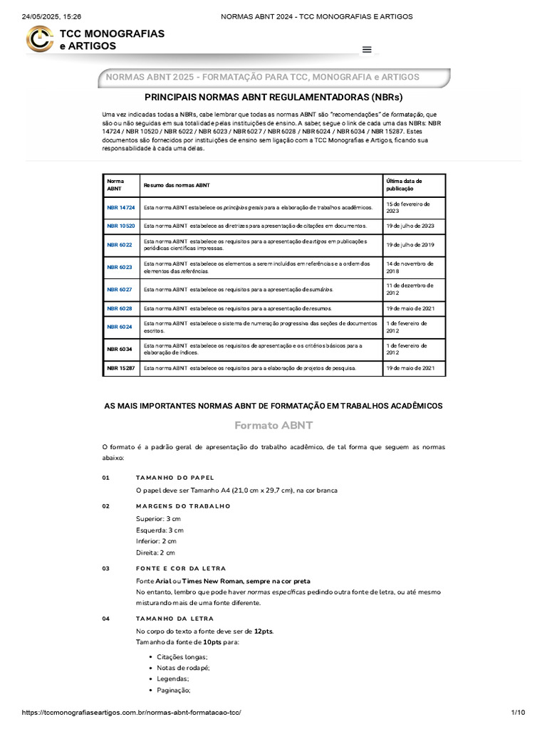 Normas ABNT 2024 para TCC e Monografias | PDF | Publicação ...