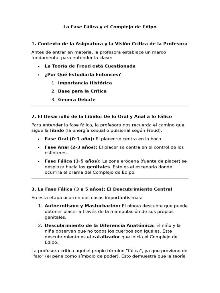 Fase Fálica y Complejo de Edipo en Freud | PDF | Complejo de Edipo ...
