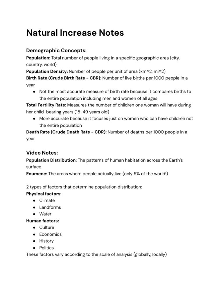 Understanding Natural Increase in Geography | PDF | Birth Rate ...