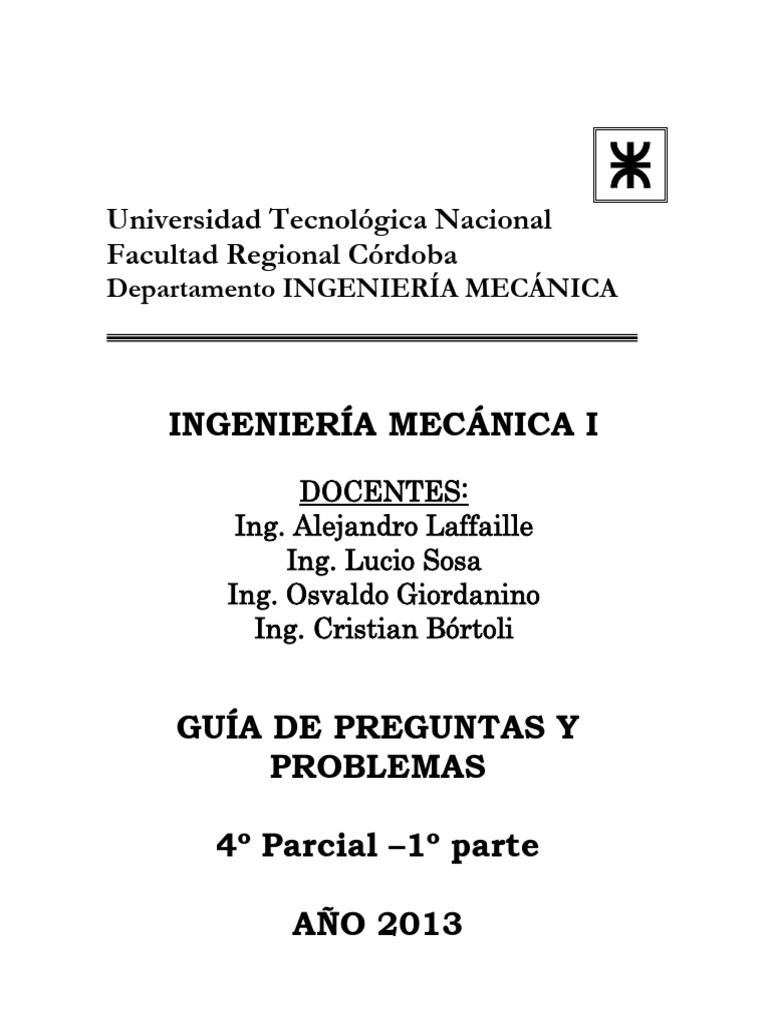Guía de Problemas de Ingeniería Mecánica 2013 | PDF | Turbina ...