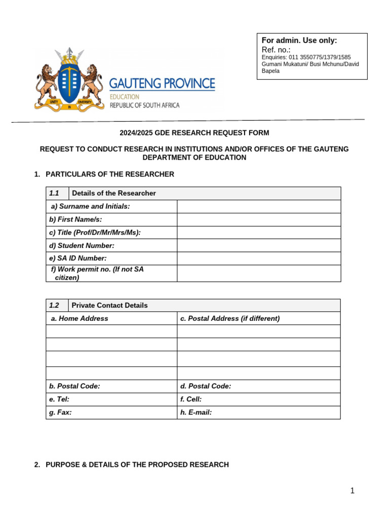 GDE Research Request Form 2025 | PDF | Thesis
