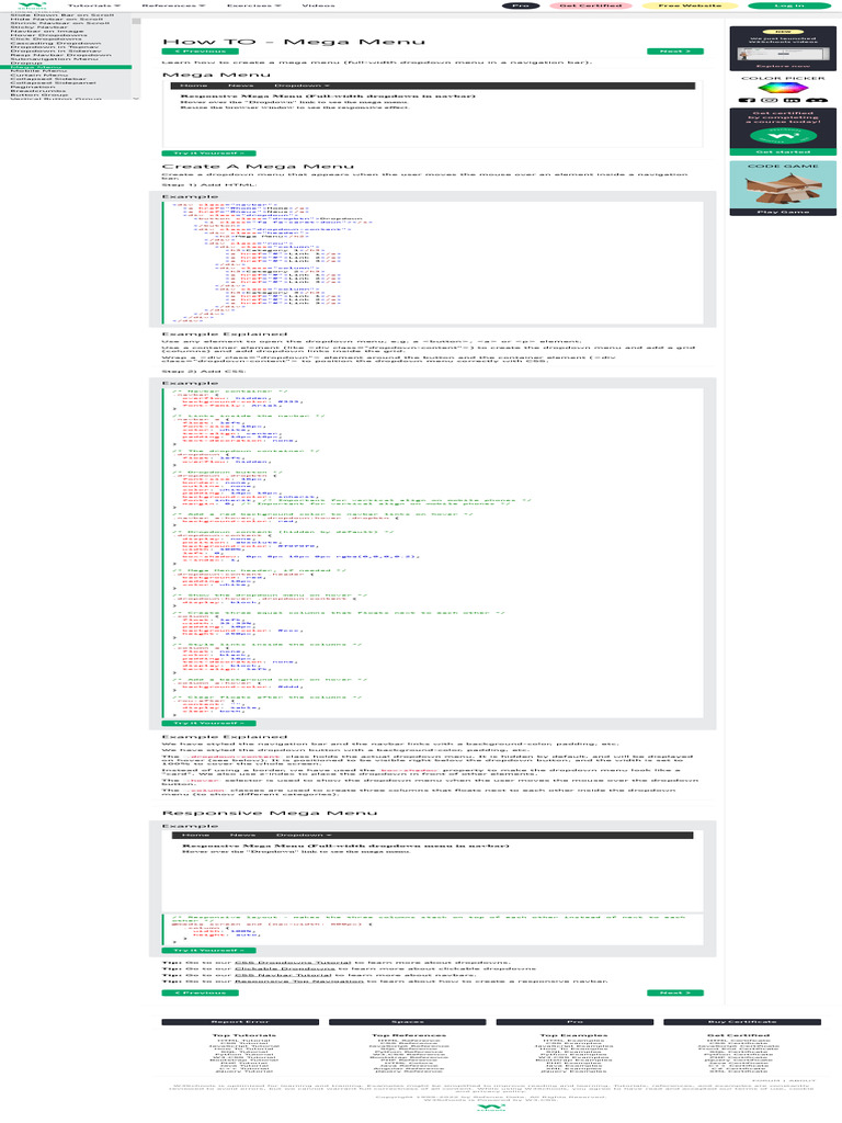 How to Create a Mega Menu | PDF | Bootstrap (Front End Framework ...