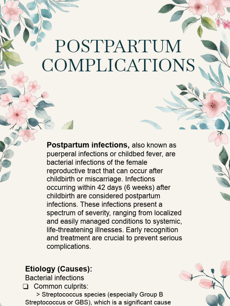 Postpartum Complication.pptx | PDF | Postpartum Depression | Childbirth