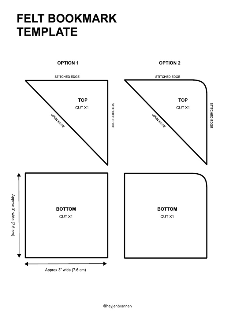Felt Bookmark Template | PDF