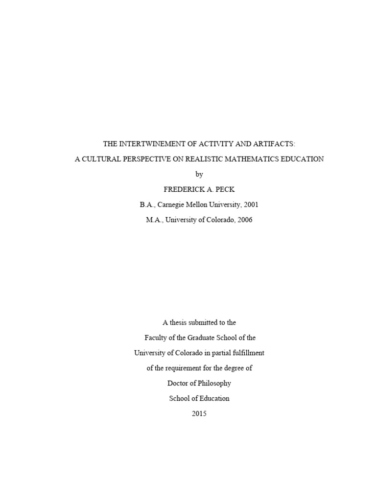 The Intertwinement of Activity and Artifacts ACultural Perspect | PDF ...
