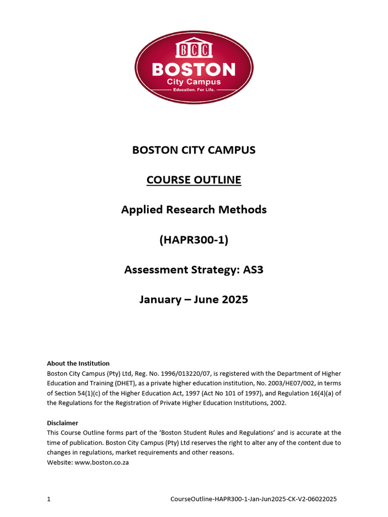 Applied Research Methods Course Outline | PDF | Educational Assessment ...