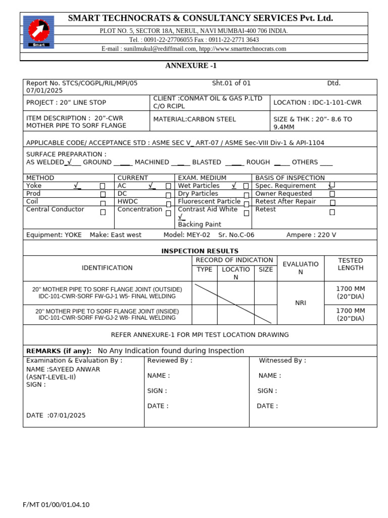 20-Inch Line Stop Inspection Report | PDF | Pipe (Fluid Conveyance ...