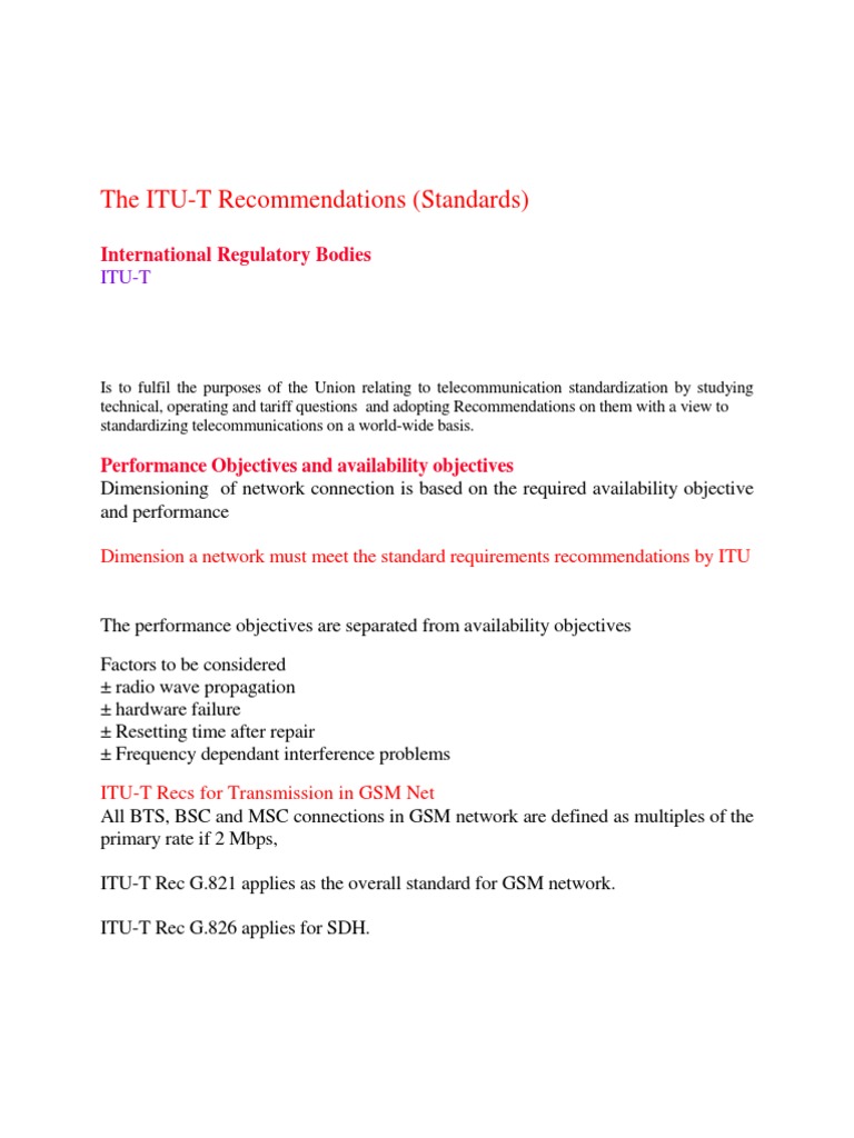 ITU-T Standards for Telecommunications | PDF | Bit Rate | Itu T