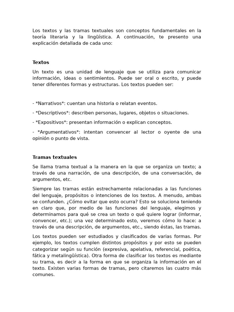 Tipos de Textos y Tramas Textuales | PDF