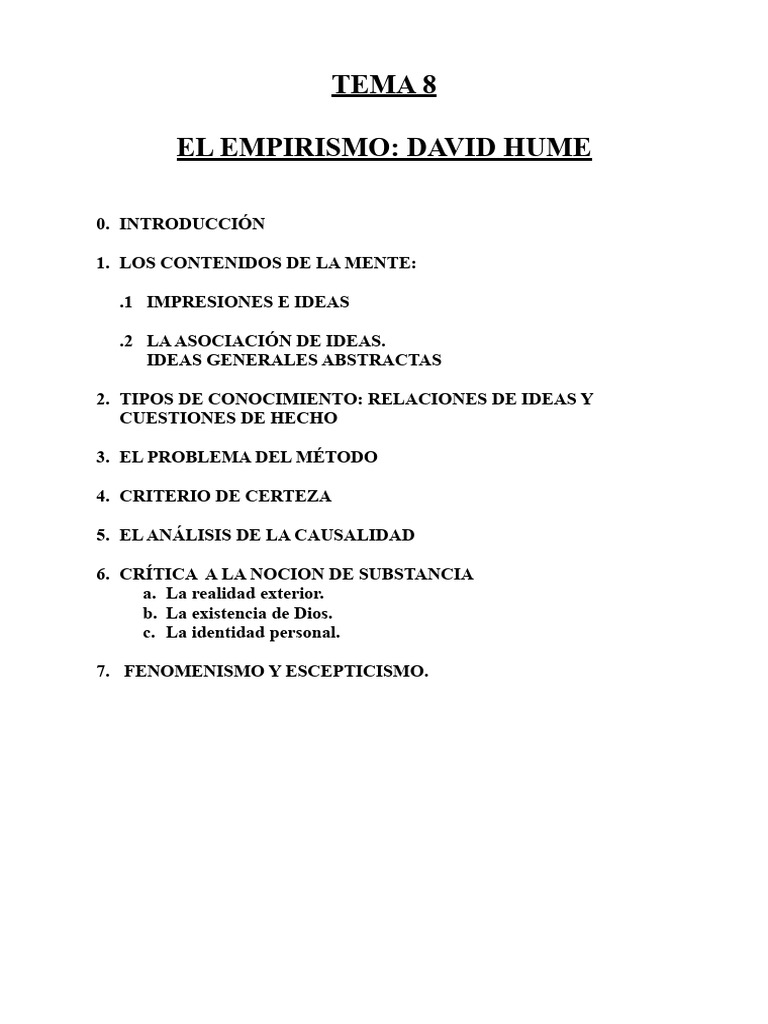 Empirismo y Hume: Conocimiento y Causalidad | PDF | David Hume | Causalidad