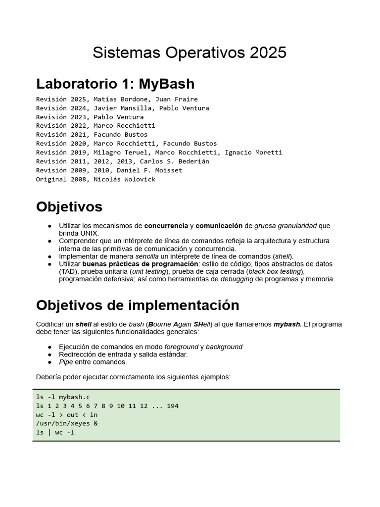 MyBash: Implementación de Shell en C | PDF | Shell (informática ...
