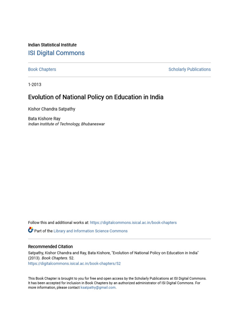 Evolution of Education Policy in India | PDF | Vocational Education ...