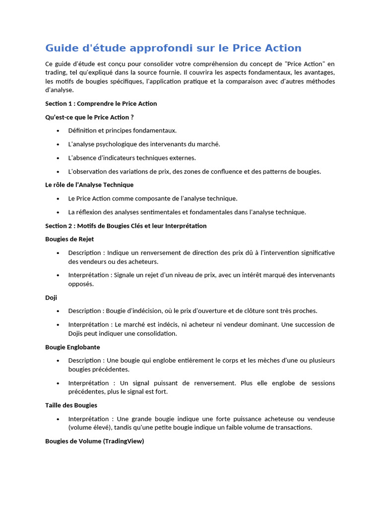 Guide Complet sur le Price Action | PDF | Opérateur de marché | Forex
