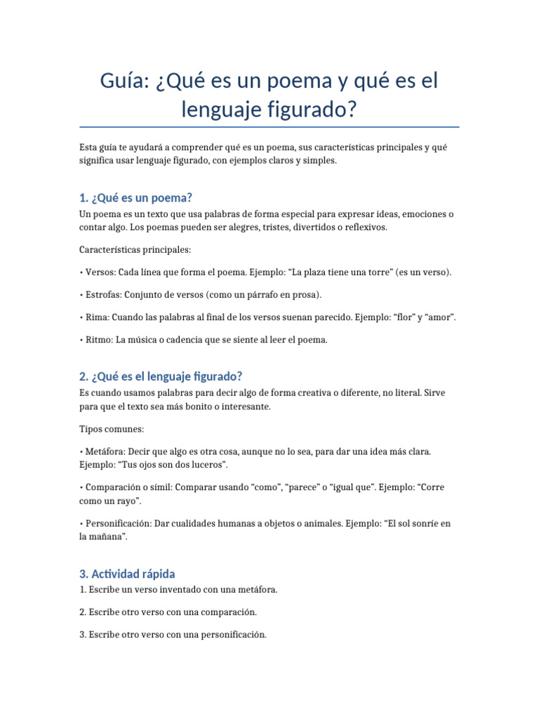 Poemas y Lenguaje Figurado Explicado | PDF | Metáfora | Poesía