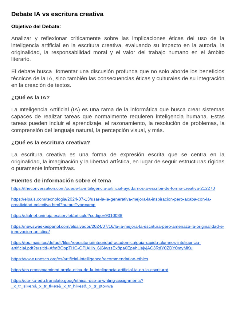 Ética de la IA en la Escritura Creativa | PDF | Inteligencia artificial ...