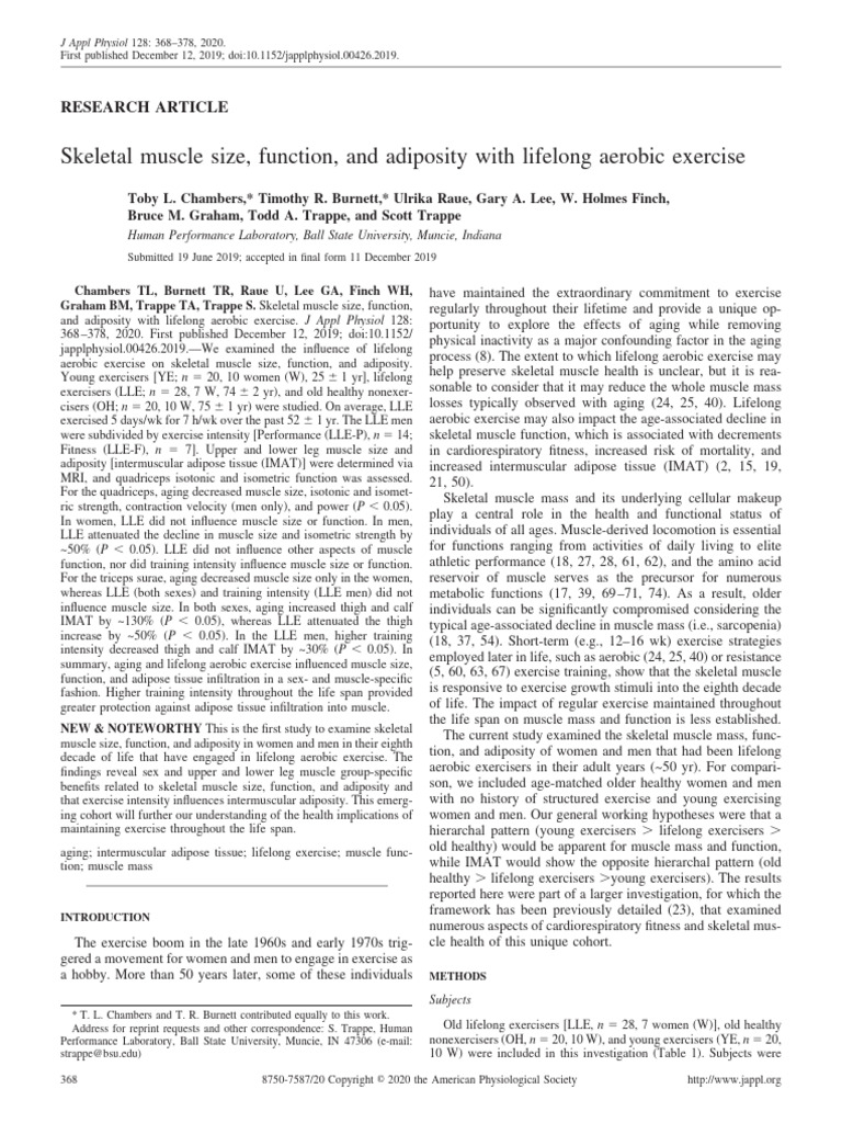 Lifelong Aerobic Exercise Effects on Muscle | PDF | Skeletal Muscle ...