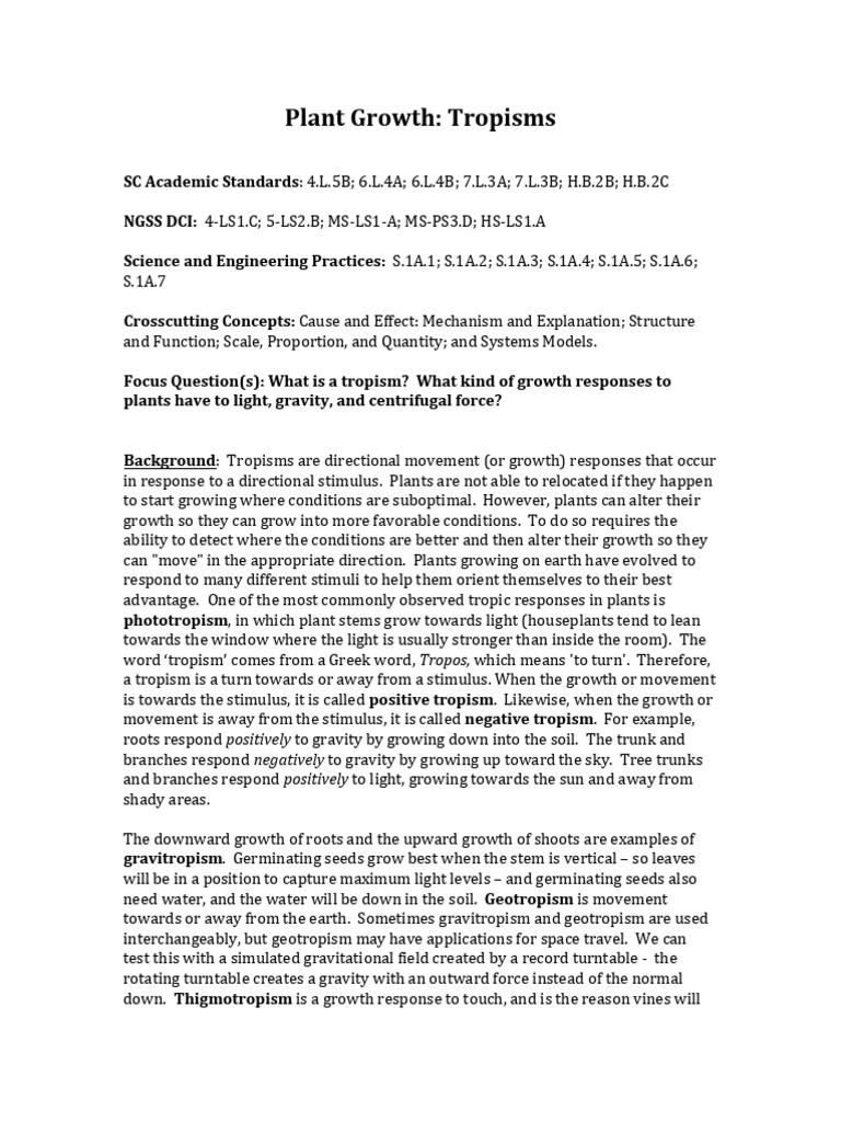 Understanding Plant Tropisms | PDF | Botany | Branches Of Botany