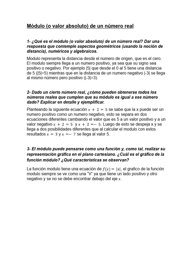 Módulo de un Número Real: Definición y Gráfica | PDF