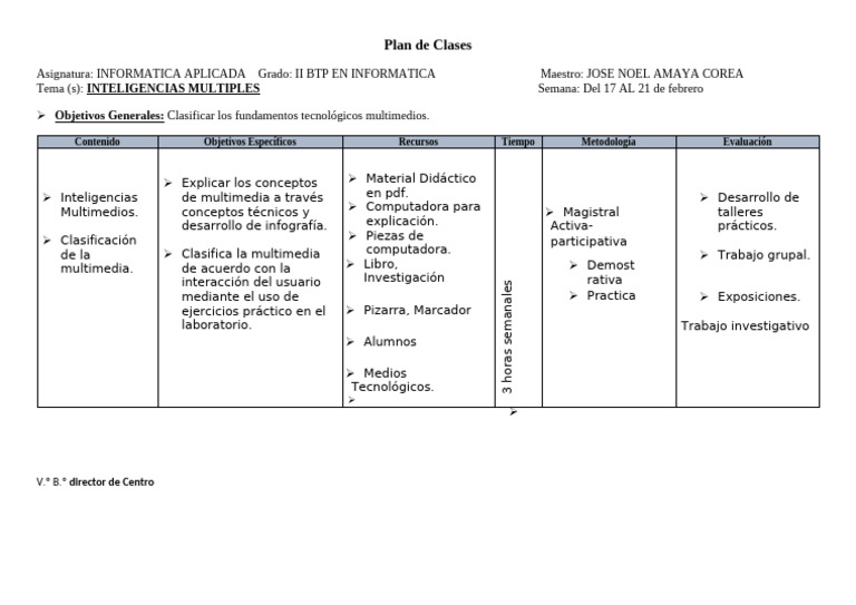 Formato Plan de Clases | PDF