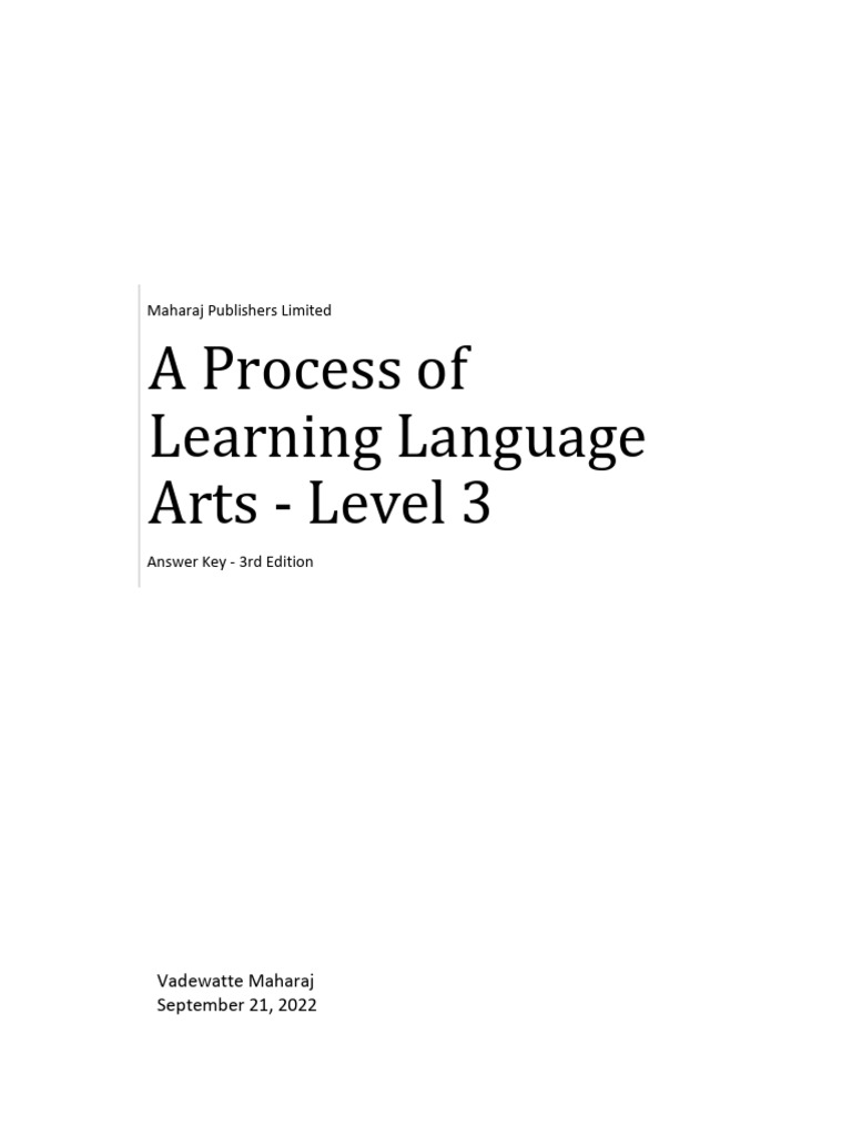 Language Arts Level 3 Answer Key | PDF
