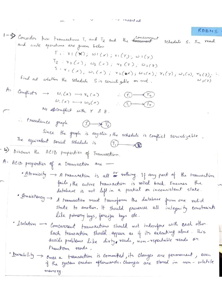 RDBMS Mod 4 Suggestions Solution | PDF