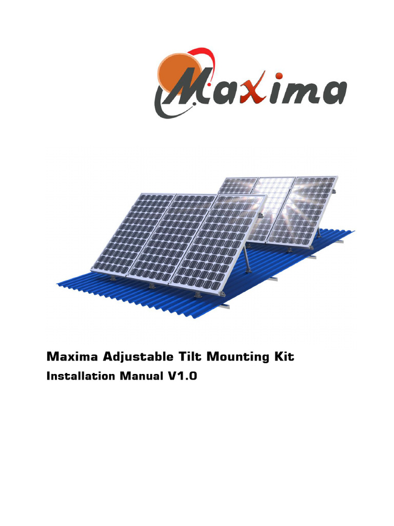 Maxima Adjustable Tilt Mount Manual | PDF | Screw | Solar Panel