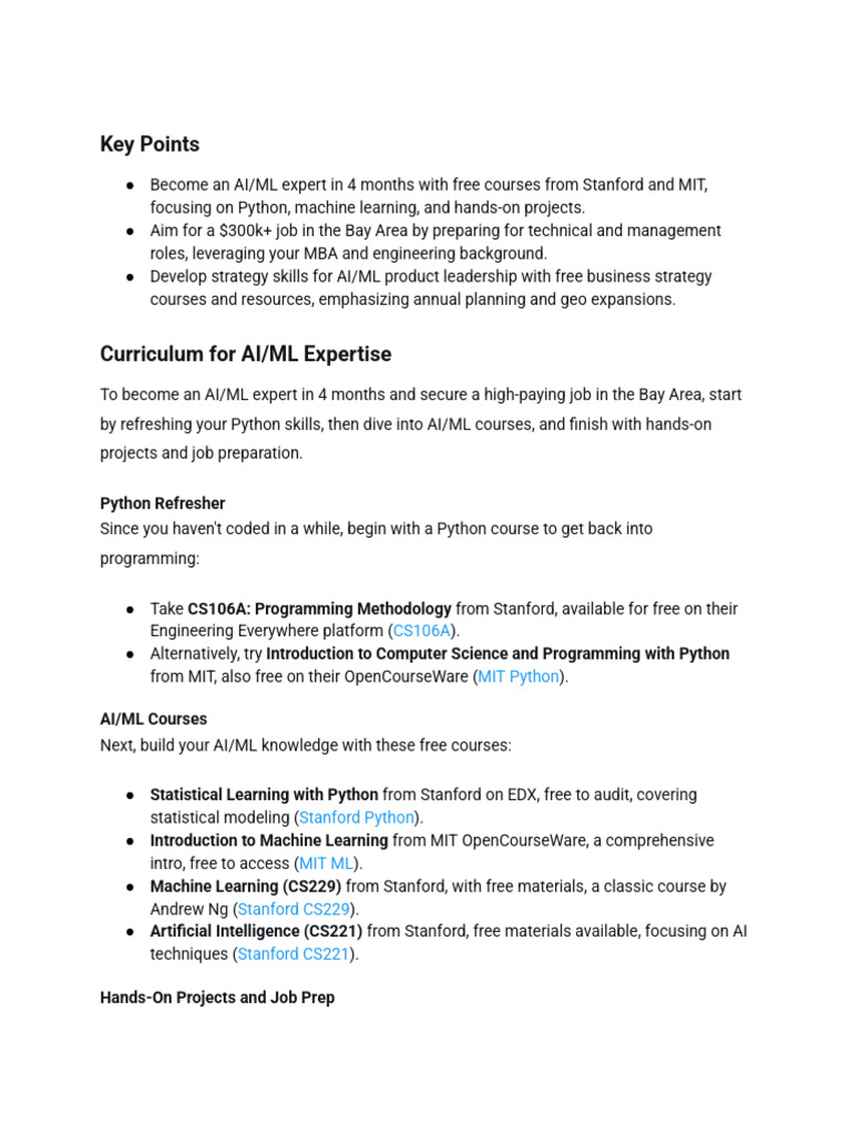 AI/ML Expertise in 4 Months | PDF | Machine Learning | Artificial ...