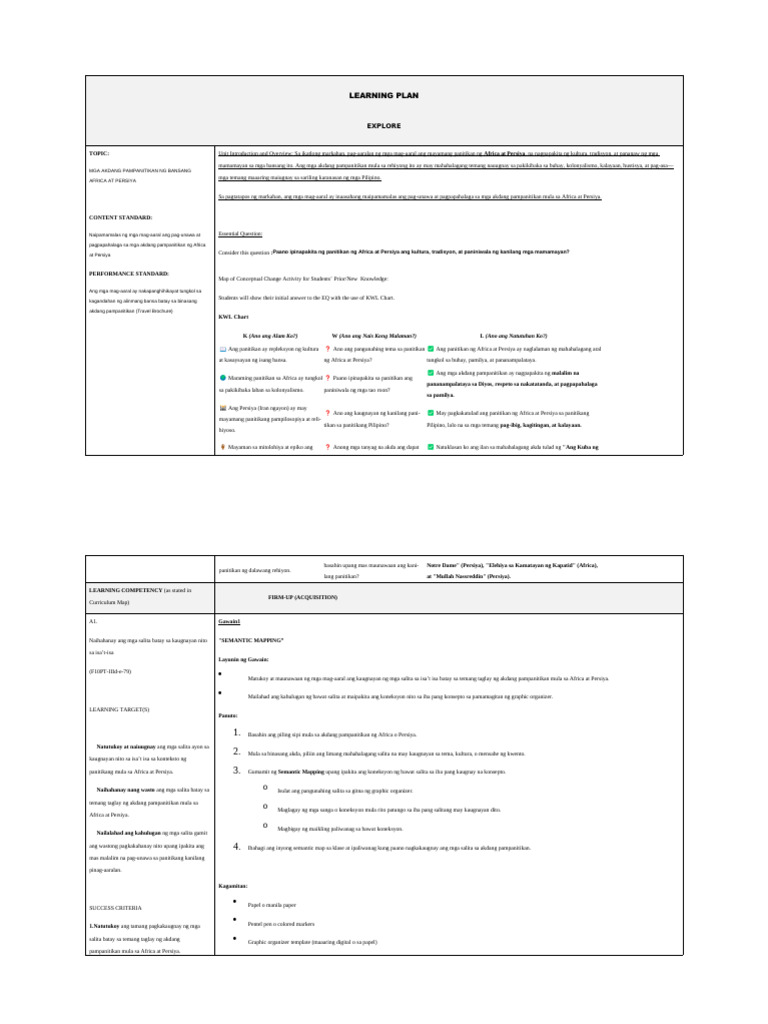 Learning Plan Peac | PDF
