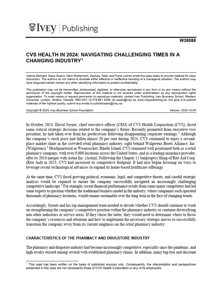 CVS Health in 2024 Navigating Challenging Times in A Changing Industry ...