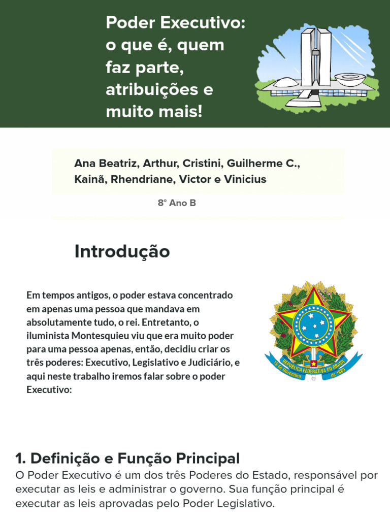 Entenda o Poder Executivo e Suas Funções | PDF | Executivo (governo ...