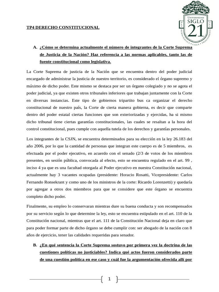 Integrantes y Funciones de la Corte Suprema | PDF | Ejecutivo (gobierno ...