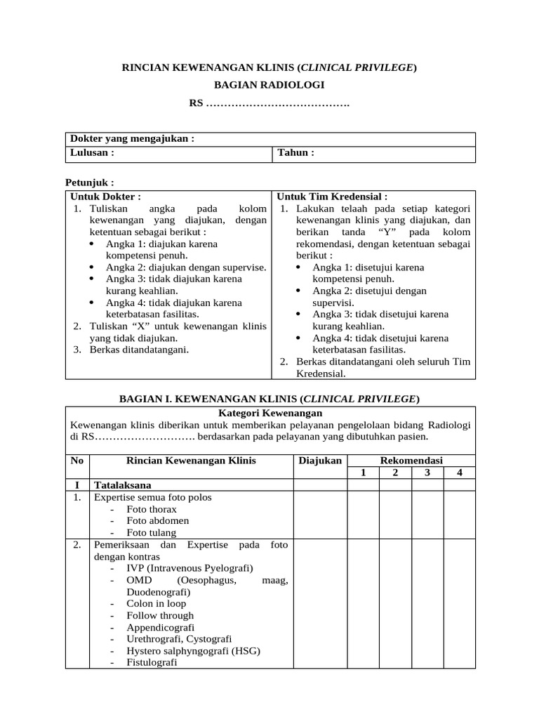 RKK Spesialis Radiologi | PDF