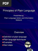 Principles of Plain Language: Presented By: Plain Language Action and Information Network