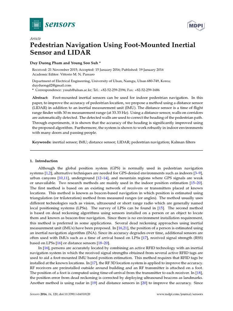 Pedestrian Navigation with IMU and LIDAR | PDF | Inertial Navigation System