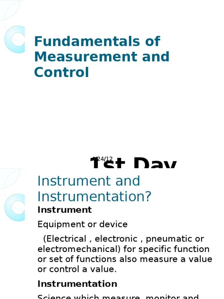 Fundamentals of Measurement and Control | PDF