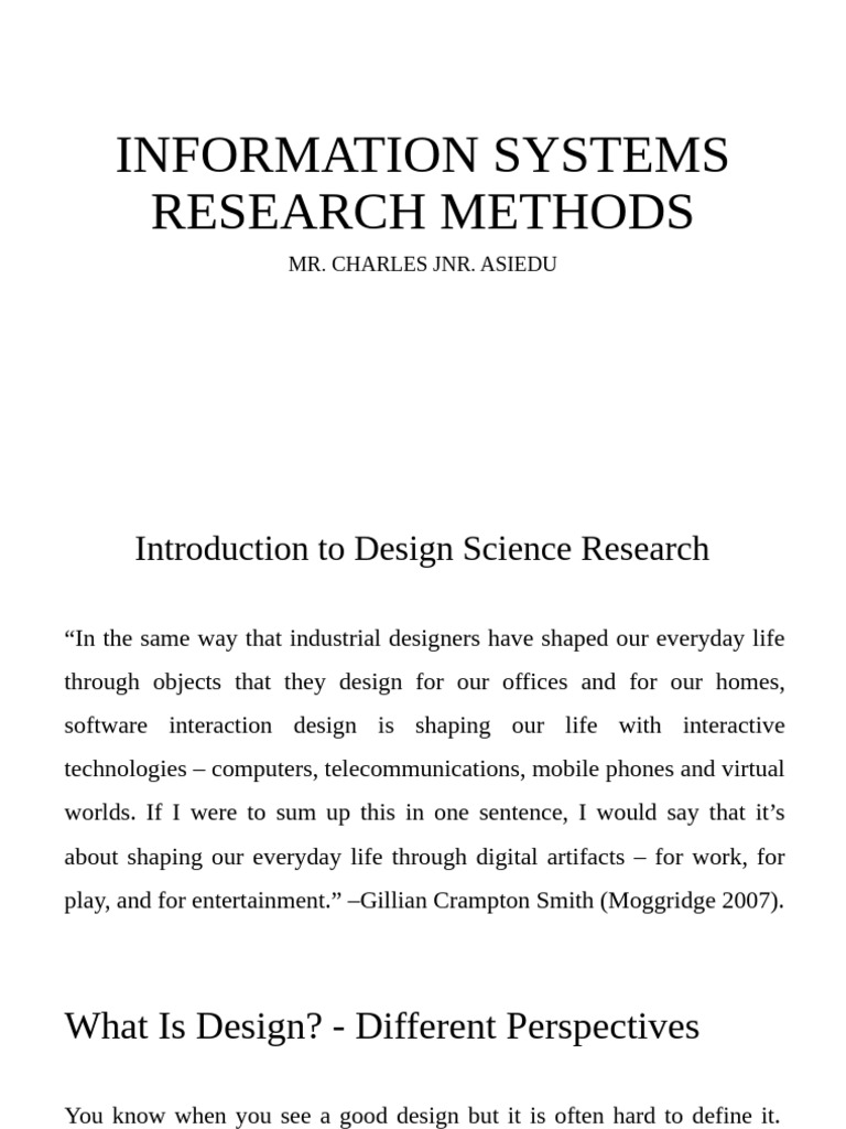 Design Science Research in Information Systems | PDF | Science | Design