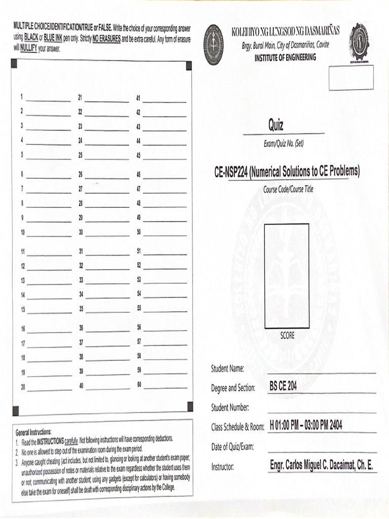 Numsol Exam Page | PDF