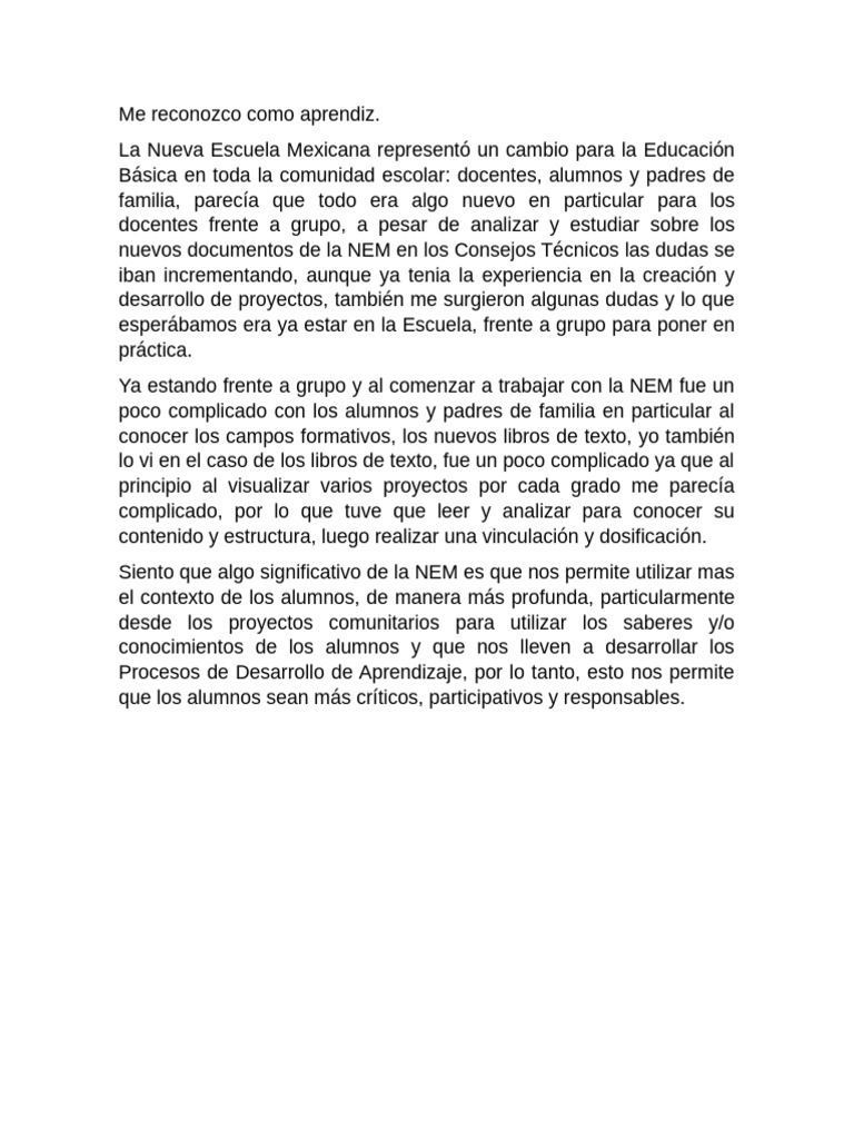 Me Reconozco Como Aprendiz | PDF